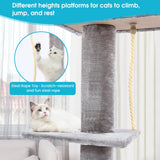 Cat Tree 5-Tier Floor to Ceiling Cat Tower with Cozy Hammock, 89-109 Inch