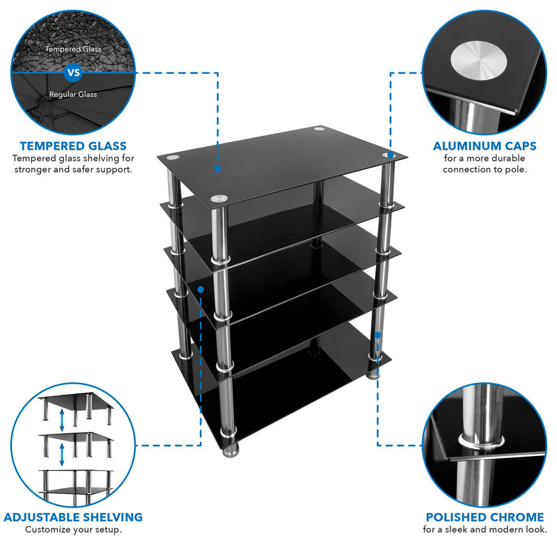 Tempered Glass AV Component Media Stand, Audio Tower and Media Center