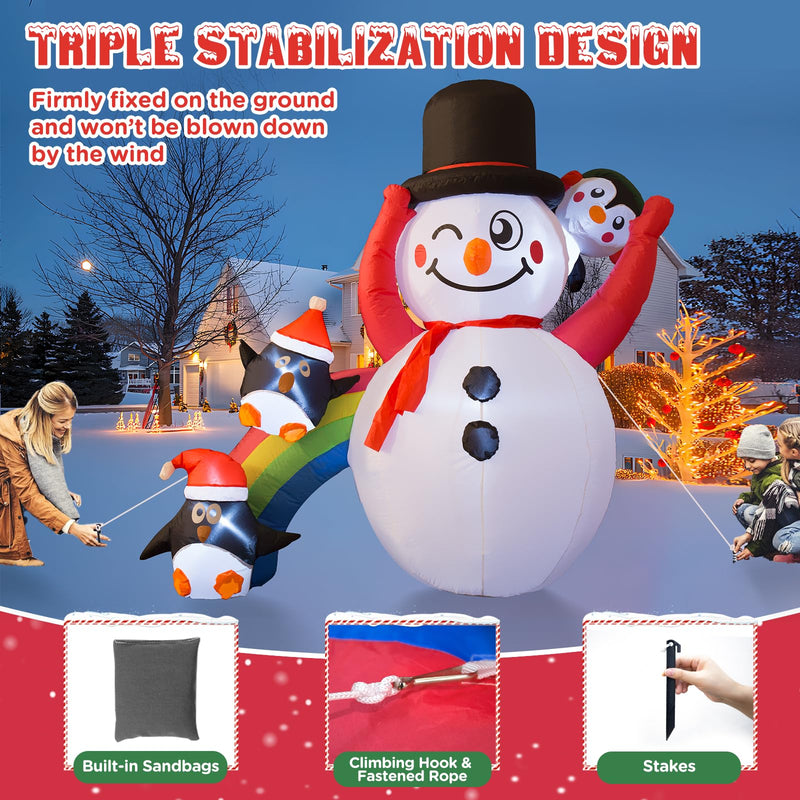 Christmas Inflatable Snowman with Dynamic Projection Lights