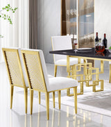 Dining Chairs, Upholstered Dining Chairs and Back Metallic Geometric Design