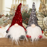 12" Lighted Christmas Gnome, Handmade Sequins Hat