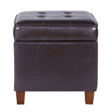 Leatherette Tufted Square Storage Ottoman with Hinged Lid