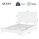 Queen Size Platform Bed Frame with Fabric Upholstered Headboard