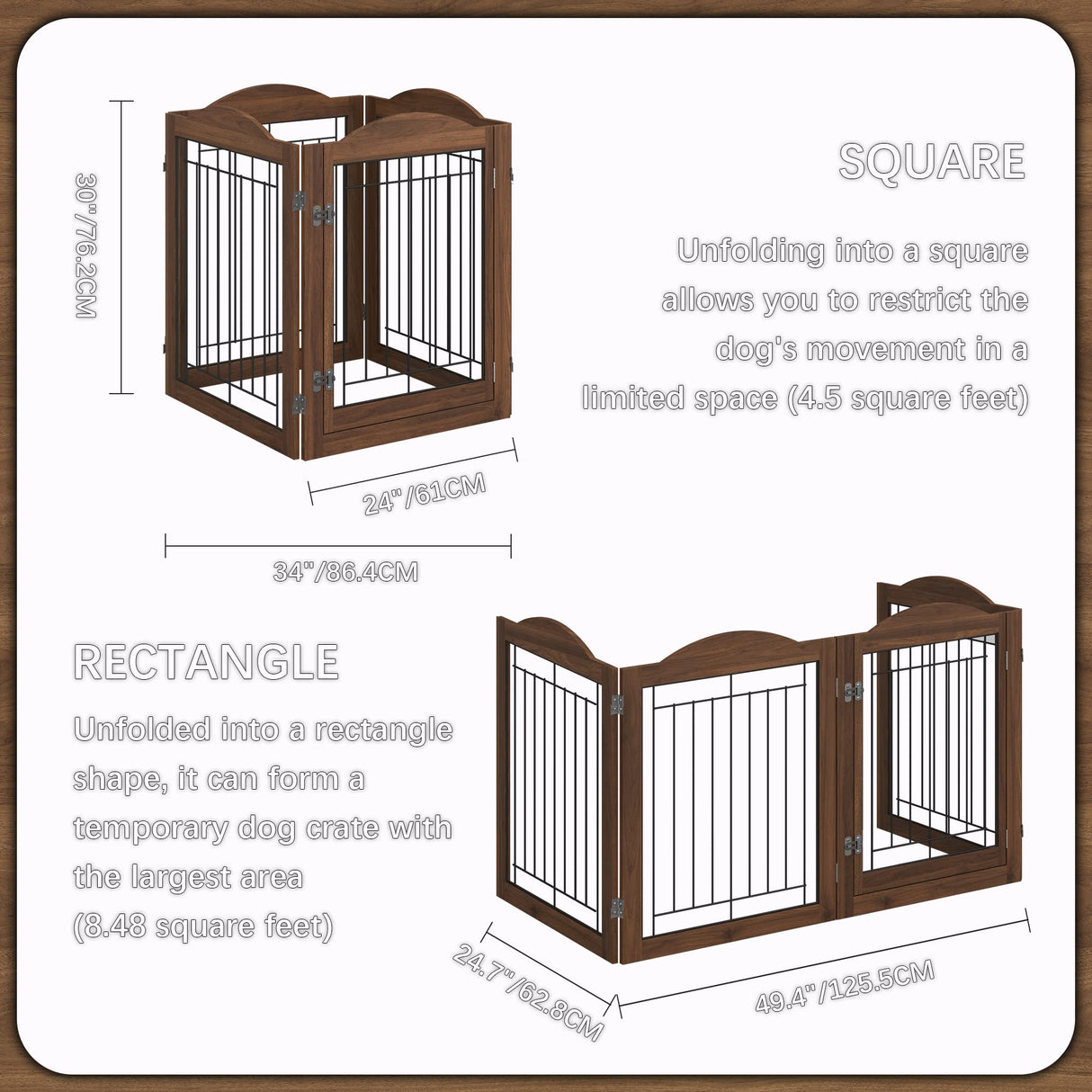 No-Assembly 96" Extra Wide 30" Tall Freestanding Pet Gate with Door Walk Through