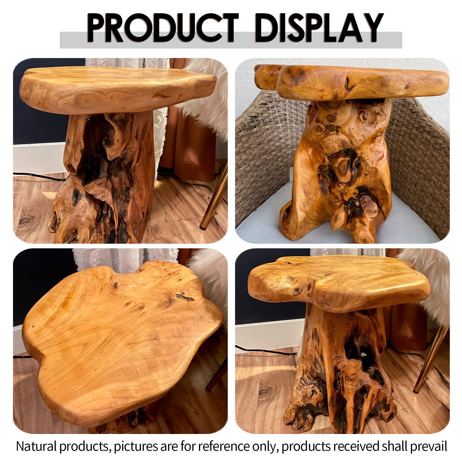 Small Side Table, Unique Design Live Edge Wood Stool