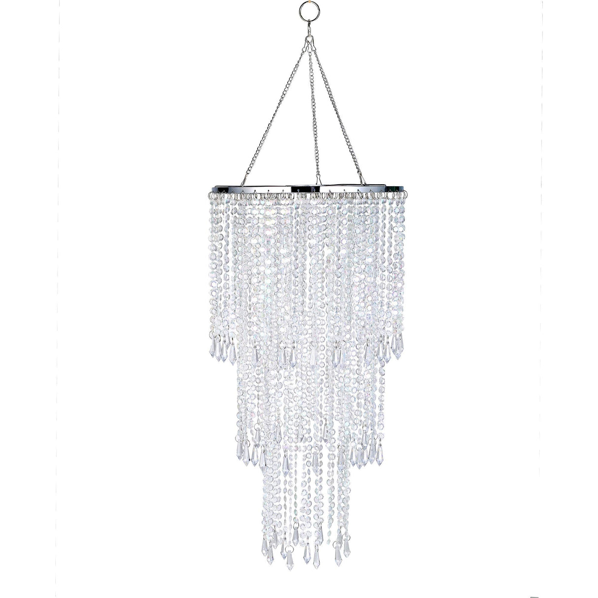 Modern Chrome Beaded Hanging Chandelier (W10.25 x H20”)