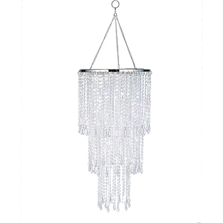 Modern Chrome Beaded Hanging Chandelier (W10.25 x H20”)