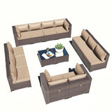 Outdoor Patio Furniture Set, 14 Pieces Sectional Sofa