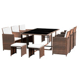 11 Pieces Patio Dining Sets Space Saving Outdoor Dining Table and Chairs Set