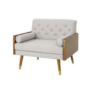 Greta Mid Century Modern Fabric Club Chair, Beige, Dark Walnut