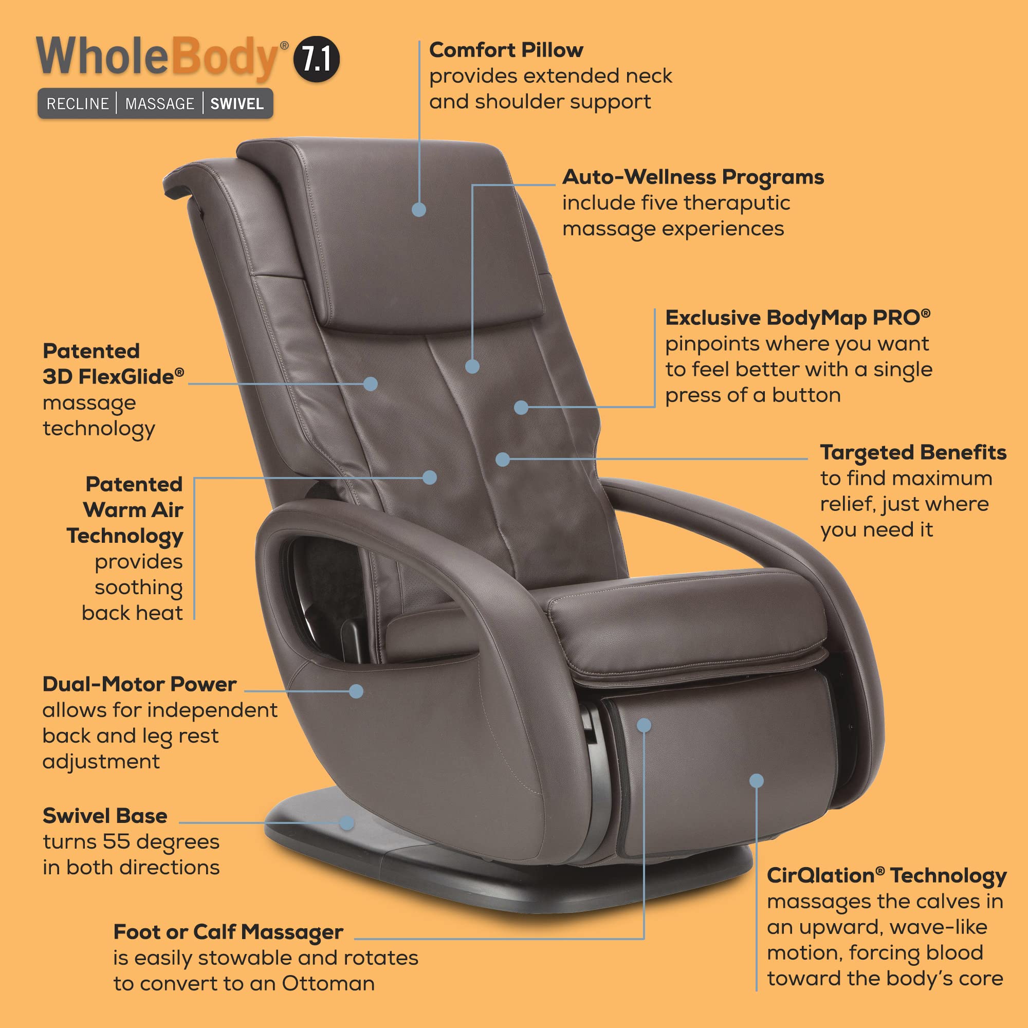 RejuvaGlide Massage Chair – 3D FlexGlide, Foot & Calf Ottoman