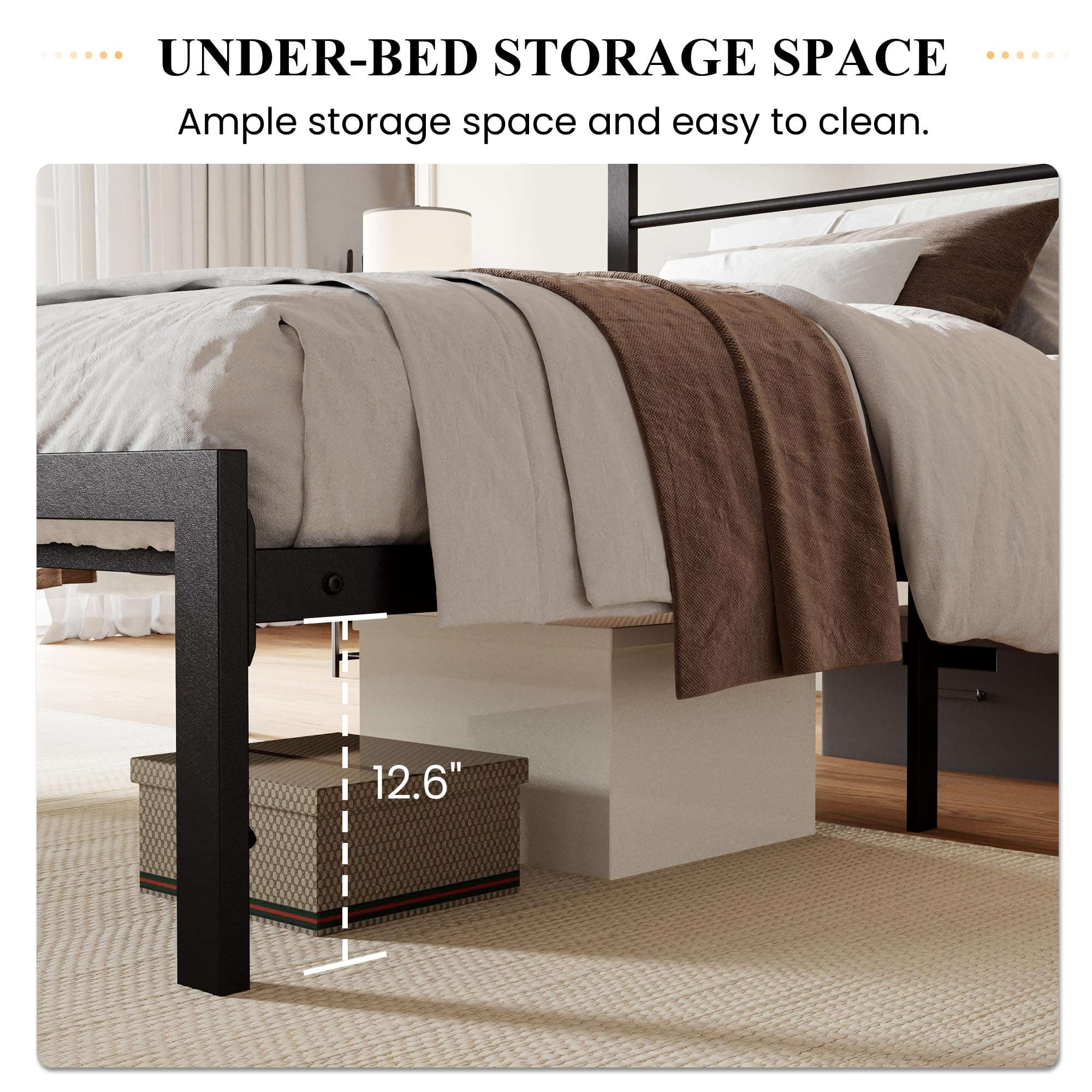Twin Size Bed Frame with Headboard Shelf, Heavy Duty Platform Bed Frame with Strong
