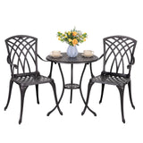 Patio Bistro Sets 3 Piece Cast Aluminum Bistro Table and Chairs Set