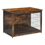 Dog Crate Furniture with Cushion, Wooden Dog Crate Table, Double-Doors Dog Furniture