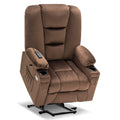 Large Electric Power Lift Recliner Chair with Massage and Heat for Elderly, Extended Footrest, Hand Remote Control, Lumbar Pillow, Cup Holders, USB Ports, Fabric