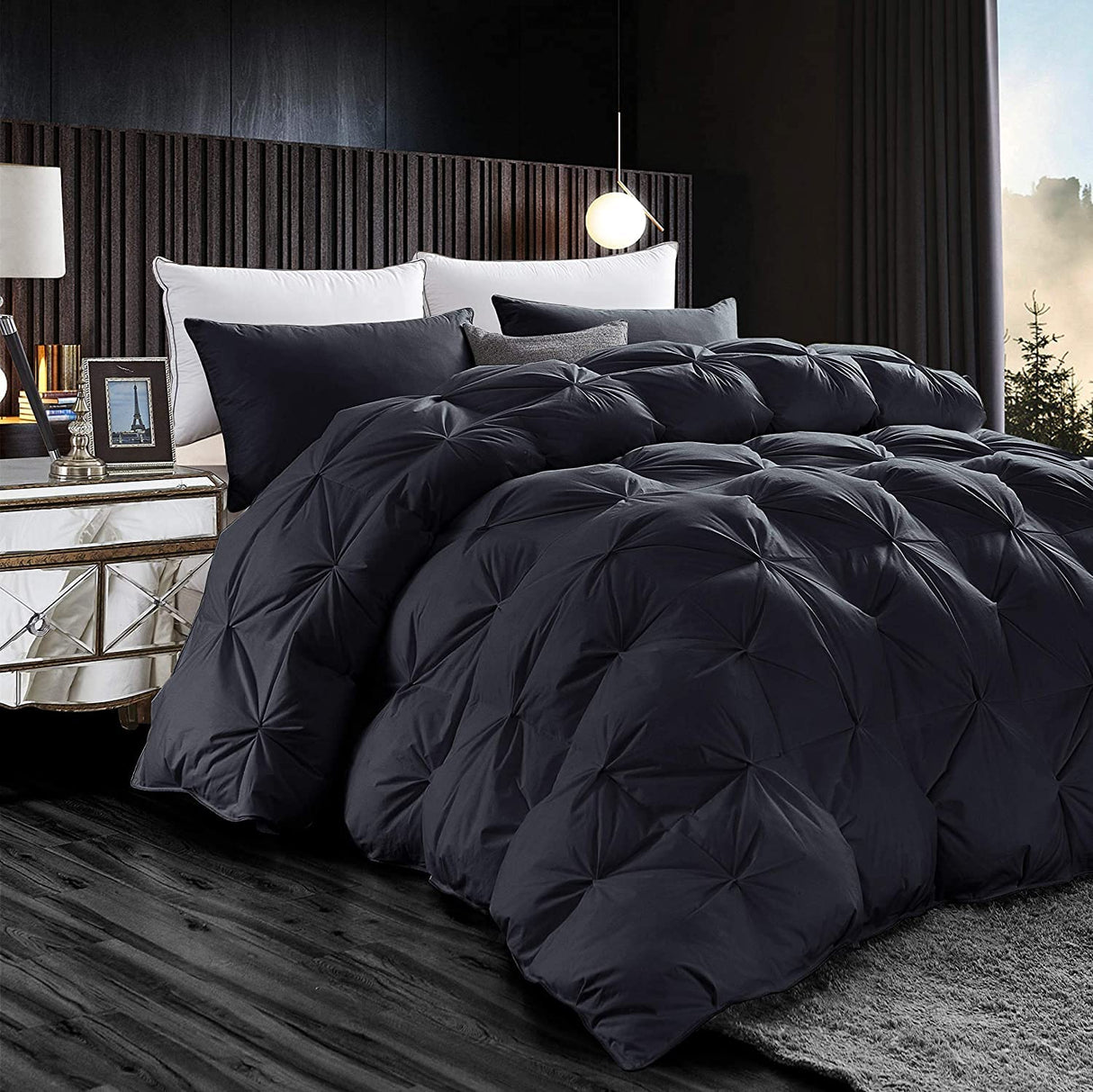 Luxurious All-Season Goose Down Feather Fiber Comforter King Size Duvet Insert