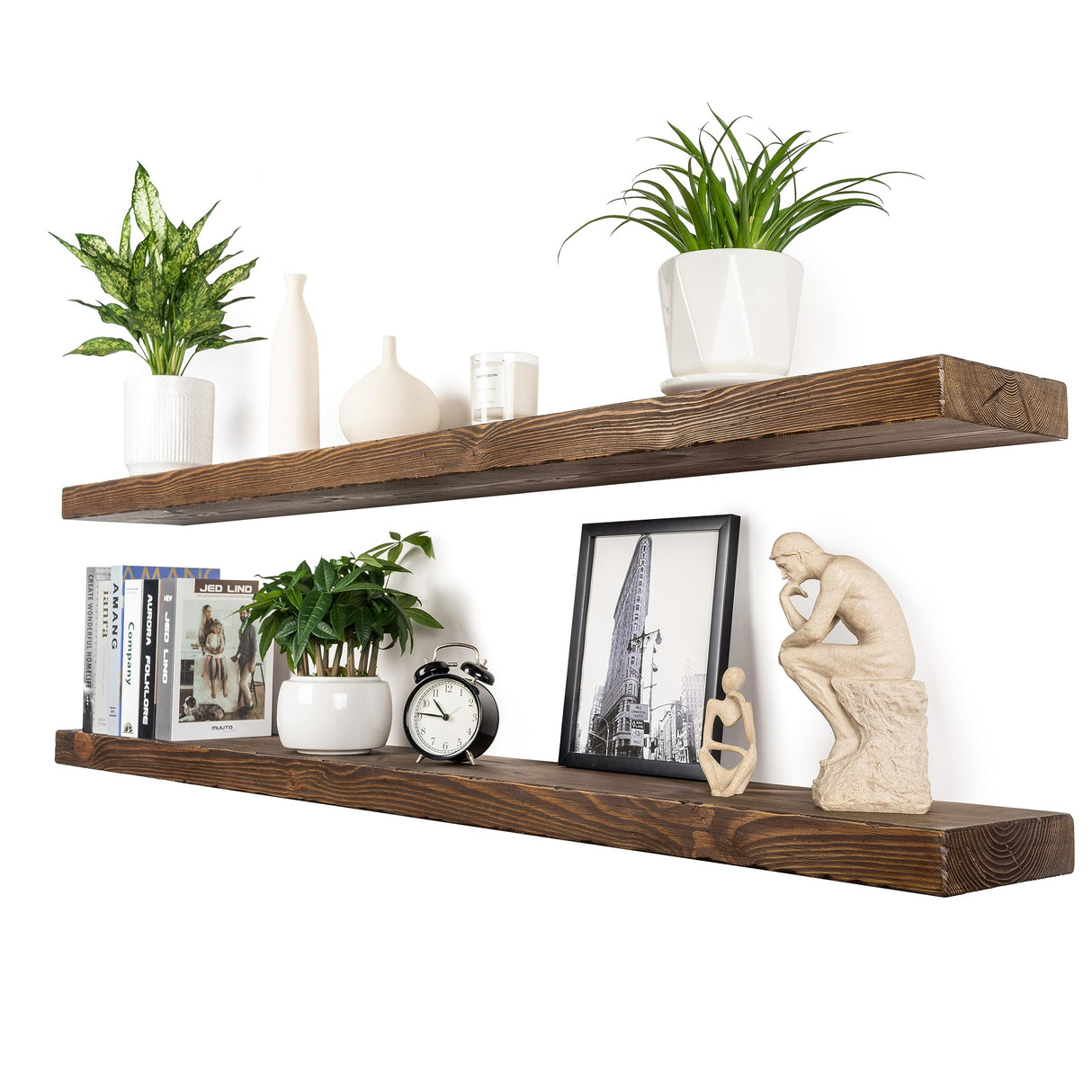 Floating Shelves 60 inch Long 8 "deep Set of 2, Heavy Duty Wood Wall Mounted Shelves