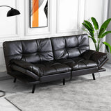 Futon Bed, Faux Leather Loveseat Sofas, Modern Convertible Sleeper Couch