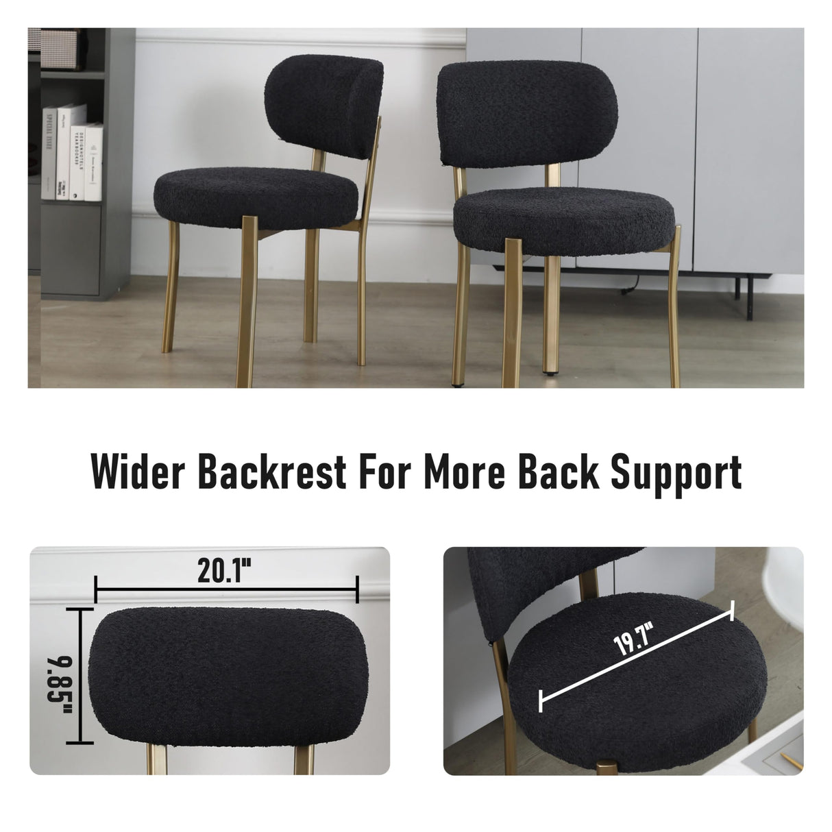 Black Dining Chairs Set of 2, Upholstered Modern Dining Room Chairs