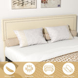 Queen Bed Frame with 4 Storage Drawers, Modern BedFrame with Rivet Adjustable