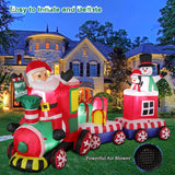 8 FT Christmas Inflatable Train with Santa Claus Snowman Penguin