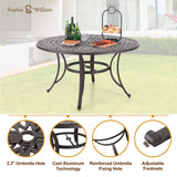 6-Person Round Cast Aluminium Outdoor Dining Table, Patio Bistro Table