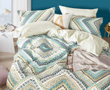 Comforter King Size, 600 Thread Count Cotton Golden & Blue Bohemian Pattern