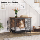 Dog Crate Furniture, Wooden Dog Kennel with Removable Tray, Heavy-Duty Dog Cage