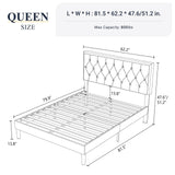 Queen Size Button Tufted Platform Bed Frame