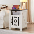 End Table with Charging Station, Beside Table with Stroage Cabinet and Open Storage