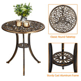 3-Piece Outdoor Bistro Set Leaf Design, Rust-Resistant Cast Aluminum Table