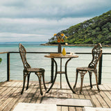 3-Piece Outdoor Bistro Set Leaf Design, Rust-Resistant Cast Aluminum Table