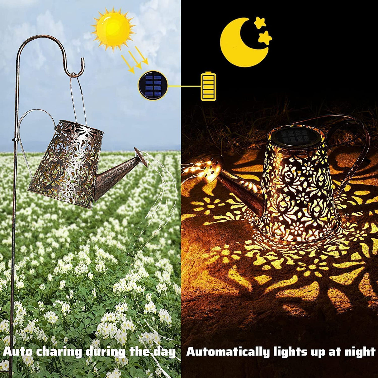 Solar Lights Decorations ,Watering Can Landscape Light Hanging Lantern