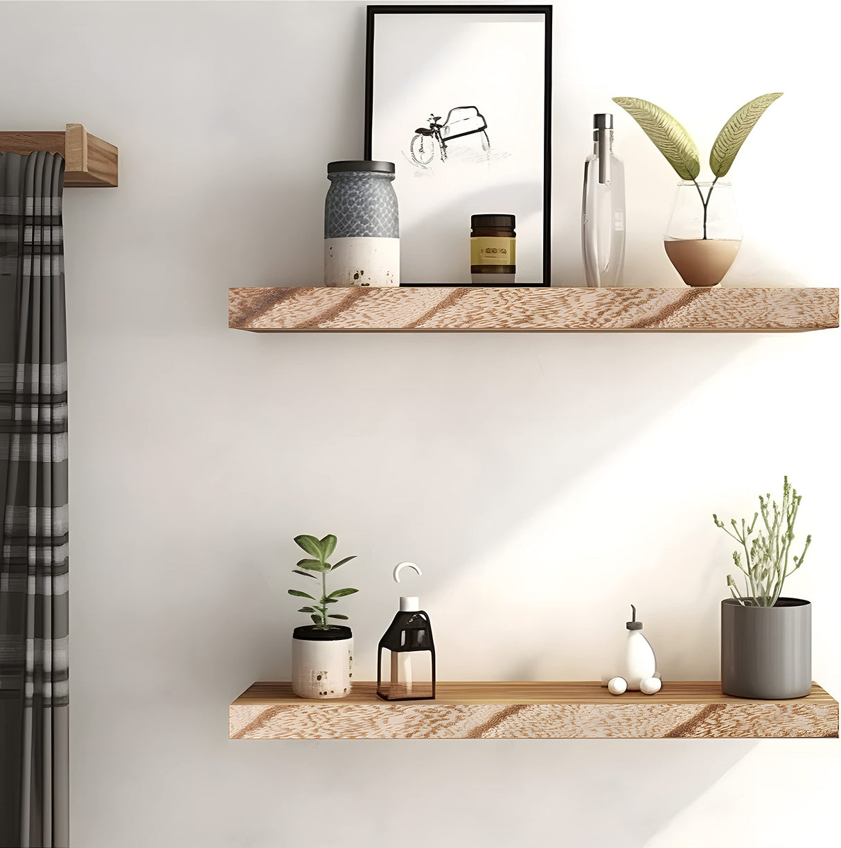 Wood Floating Shelves for Wall Decor, Rustic Wall Shelves for Bedroom Bathroom Kitchen