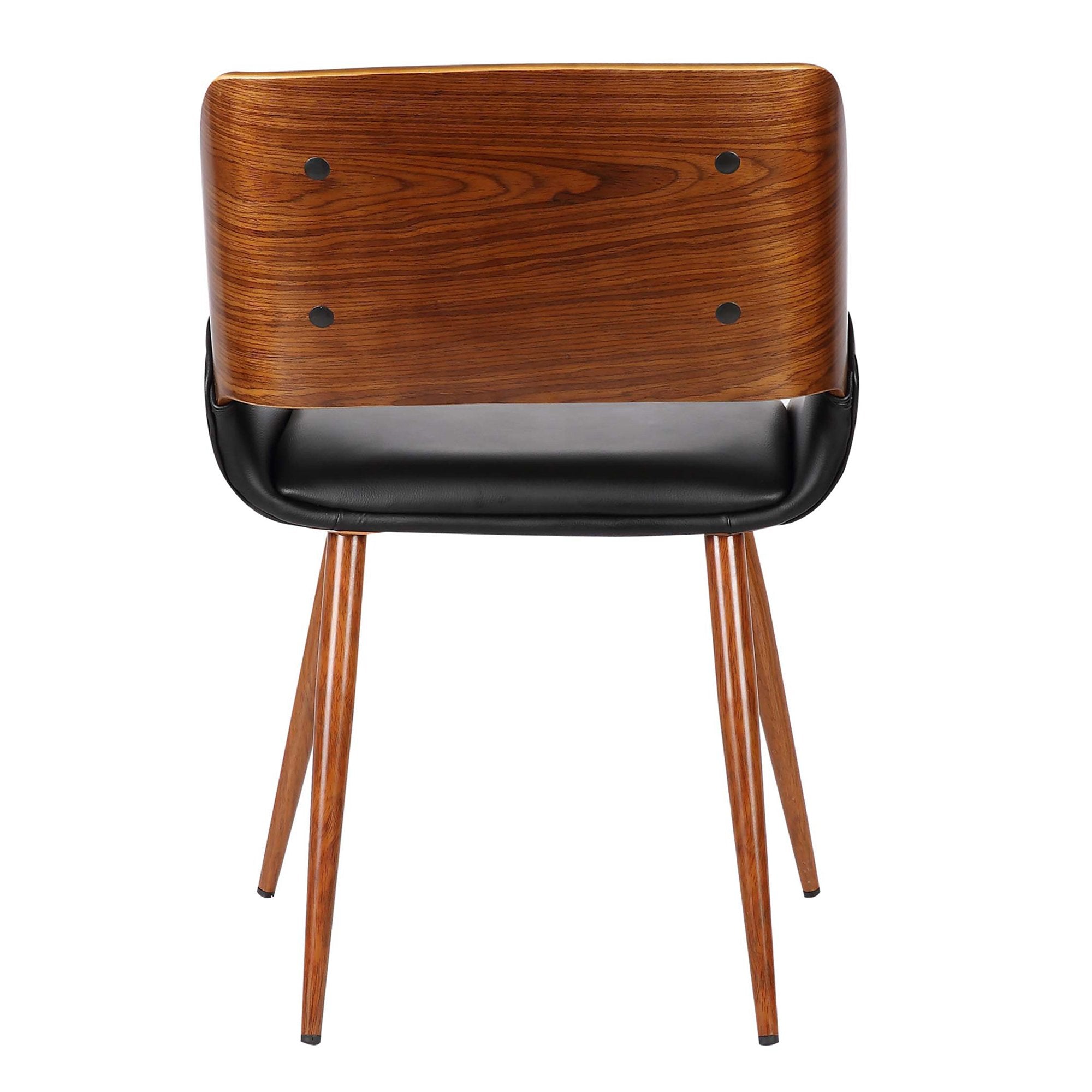 Panda Dining Chair in Black Faux Leather and Walnut Wood Finish