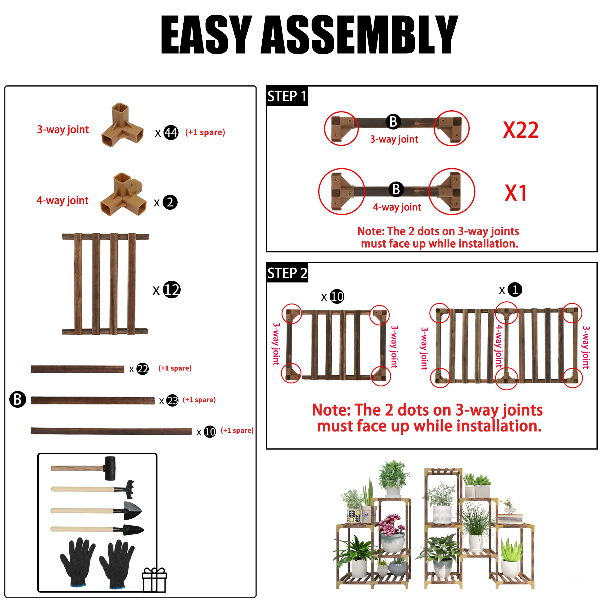 Trapezoid Wooden Plant Stand – Multi Tier Eucalyptus Wood Display Shelf