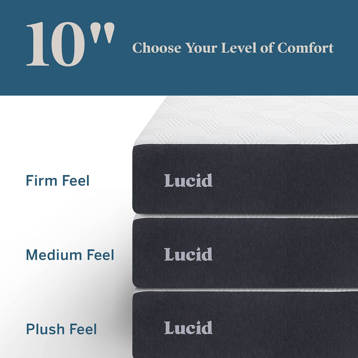 10 Inch Memory Foam Mattress - Firm Feel - Bamboo Charcoal