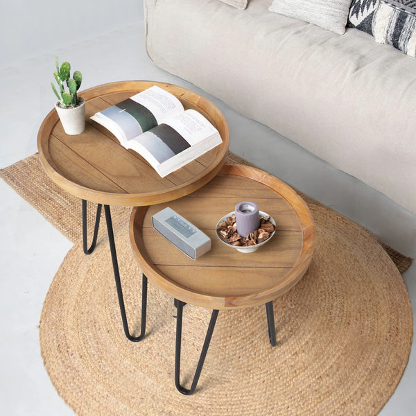 Nesting Tables for Living Room, Round Nesting Coffee Table, Farmhouse End Tables