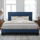 King Size Platform Bed Frame with Fabric Upholstered Headboard