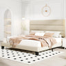 King Size Bed Frame with Headboard, Fabric Upholstered Platform Bed