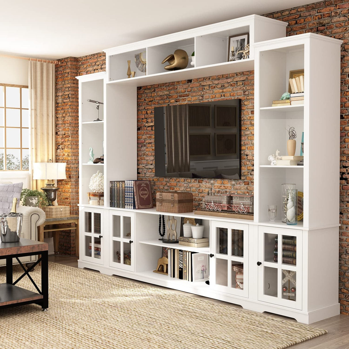 4-Piece Wall Unit TV Stand with Bookshelves for TVs up to 65"