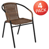 Patio Wicker Rattan Chair, Set of 4 Round Back Patio Dining Chairs