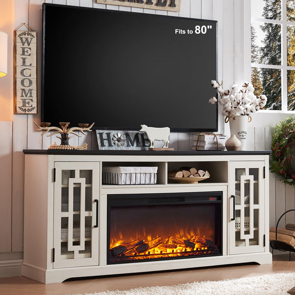 Fireplace TV Stand with 36" Electric Fireplace for 80 Inch TV