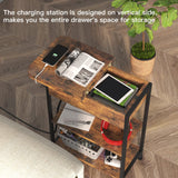 Flip Top Side Table with USB Ports and Outlets