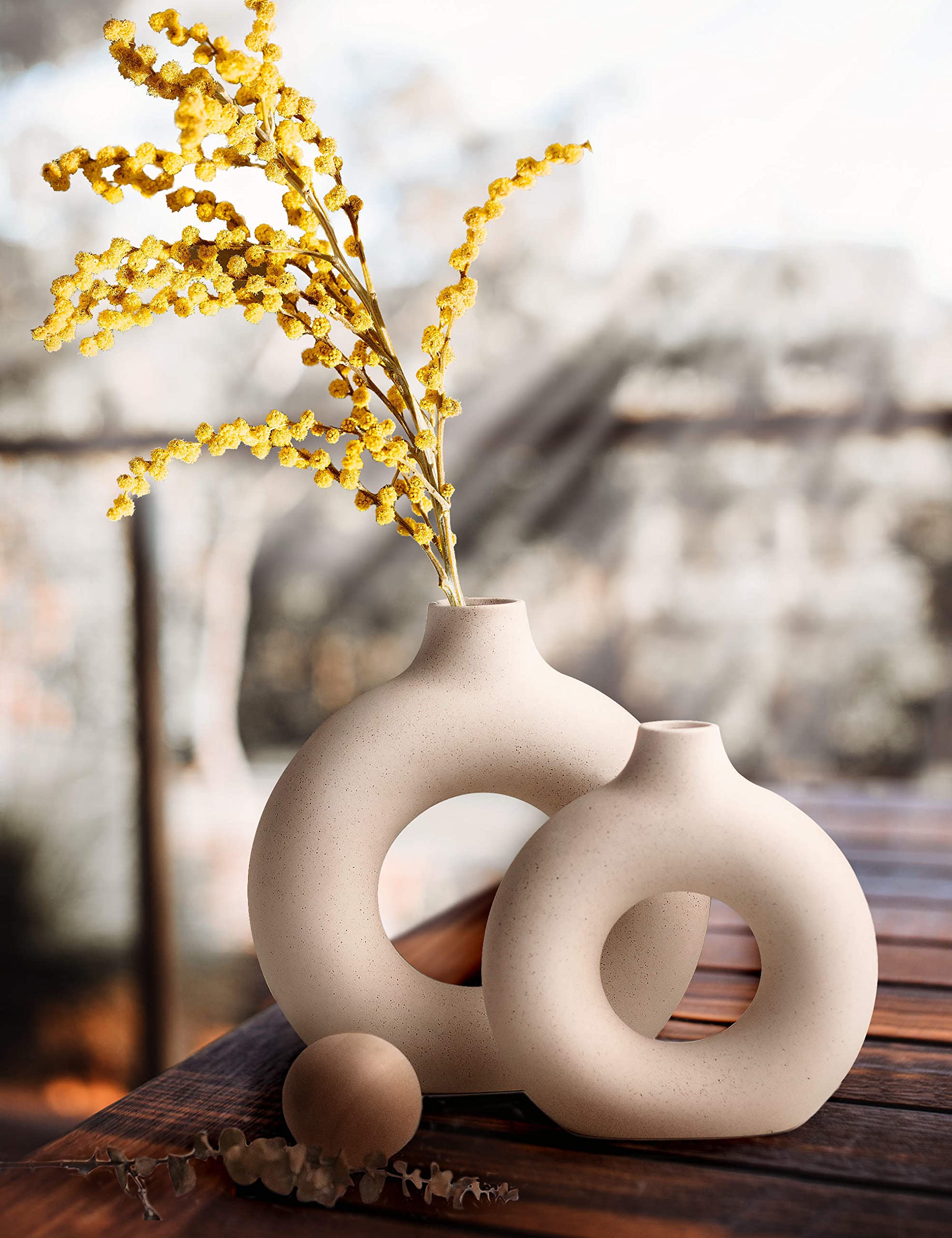 Ceramic Hollow Donut Vase Set of 2