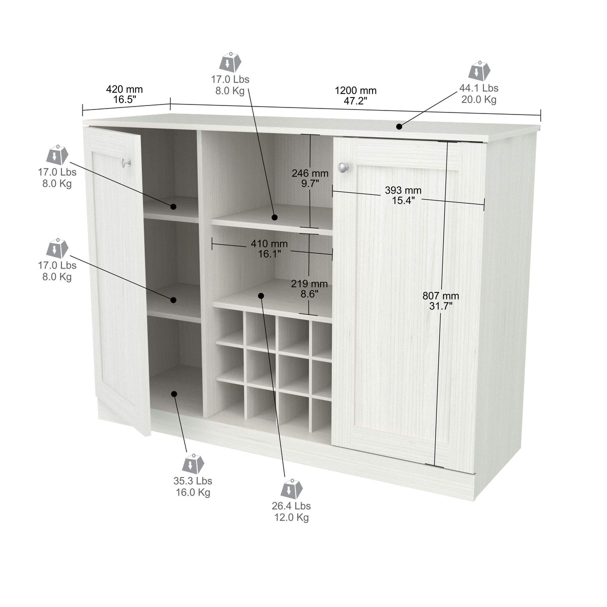 Style Buffet Cabinet with 2-Doors