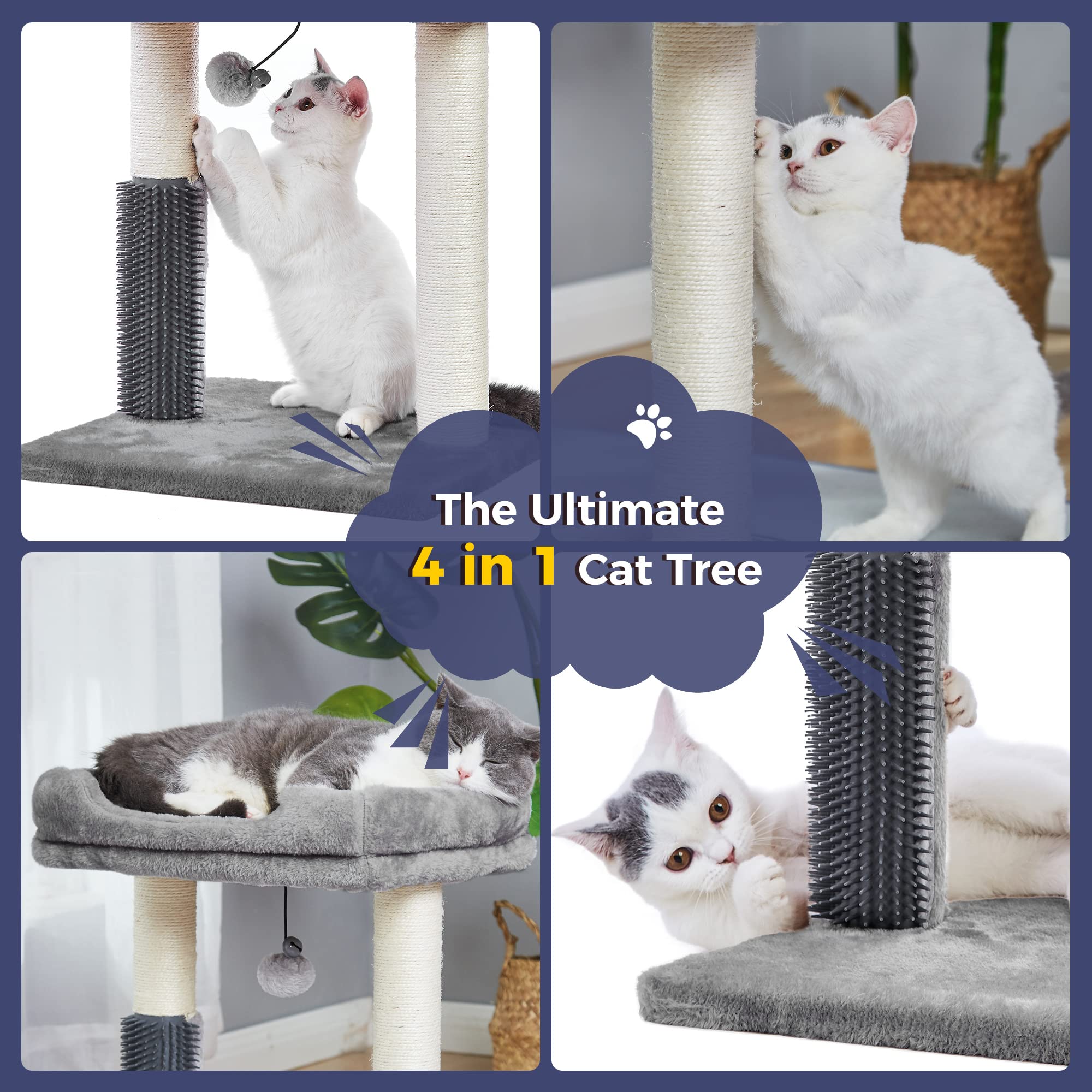Cat Tree 4 in 1 Cat Scratching Post Featuring