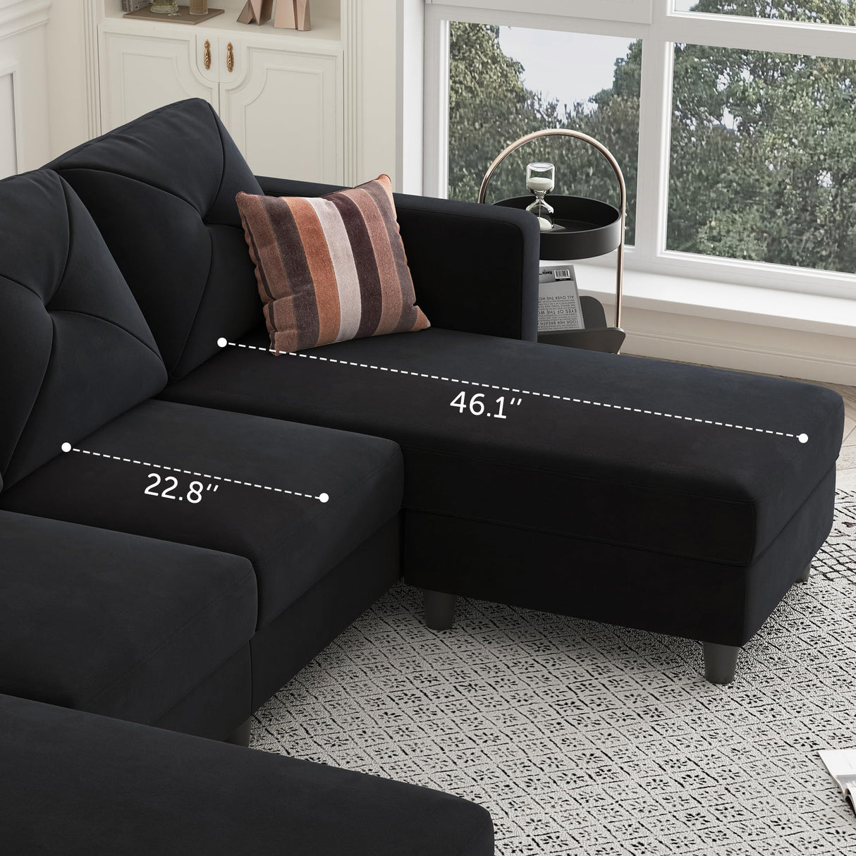 U Shaped Sectional Couch Velvet 4 Seater Sofa