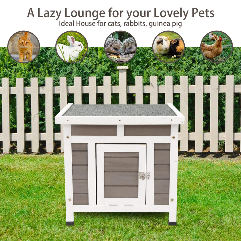 Outdoor Cat House Weatherproof - Outside Feral Cat House Shelter, Wooden Pet House