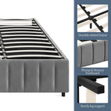 King Bed Frame Upholstered Platform Bed with 4 Storage Drawers